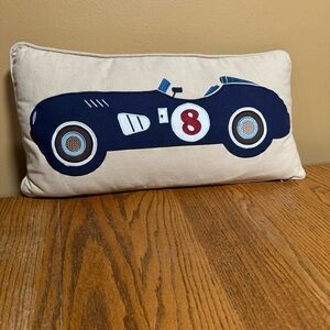 Navy Blue Vintage Race Car Decorative Lumbar Pillow 12 x 22 Removable Cover